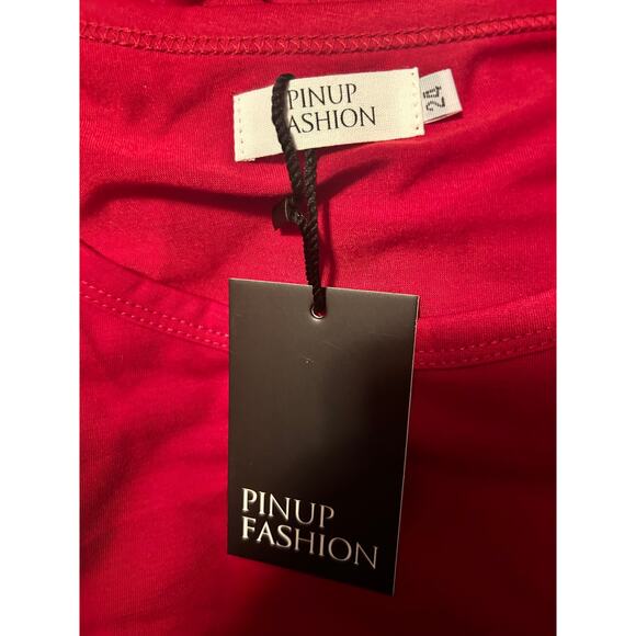 NWT PinUp Fashion Red Tie Front Dress Polyester/Spandex Size 24 - Picture 4 of 6